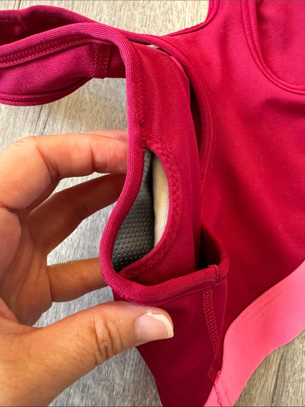 Nike Dri-FIT Racerback Medium Support Sports Bra Pink Burgundy Size L